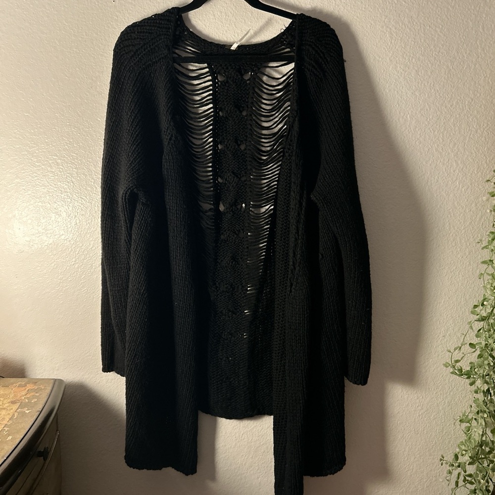 Free People Black Knit Cardigan
